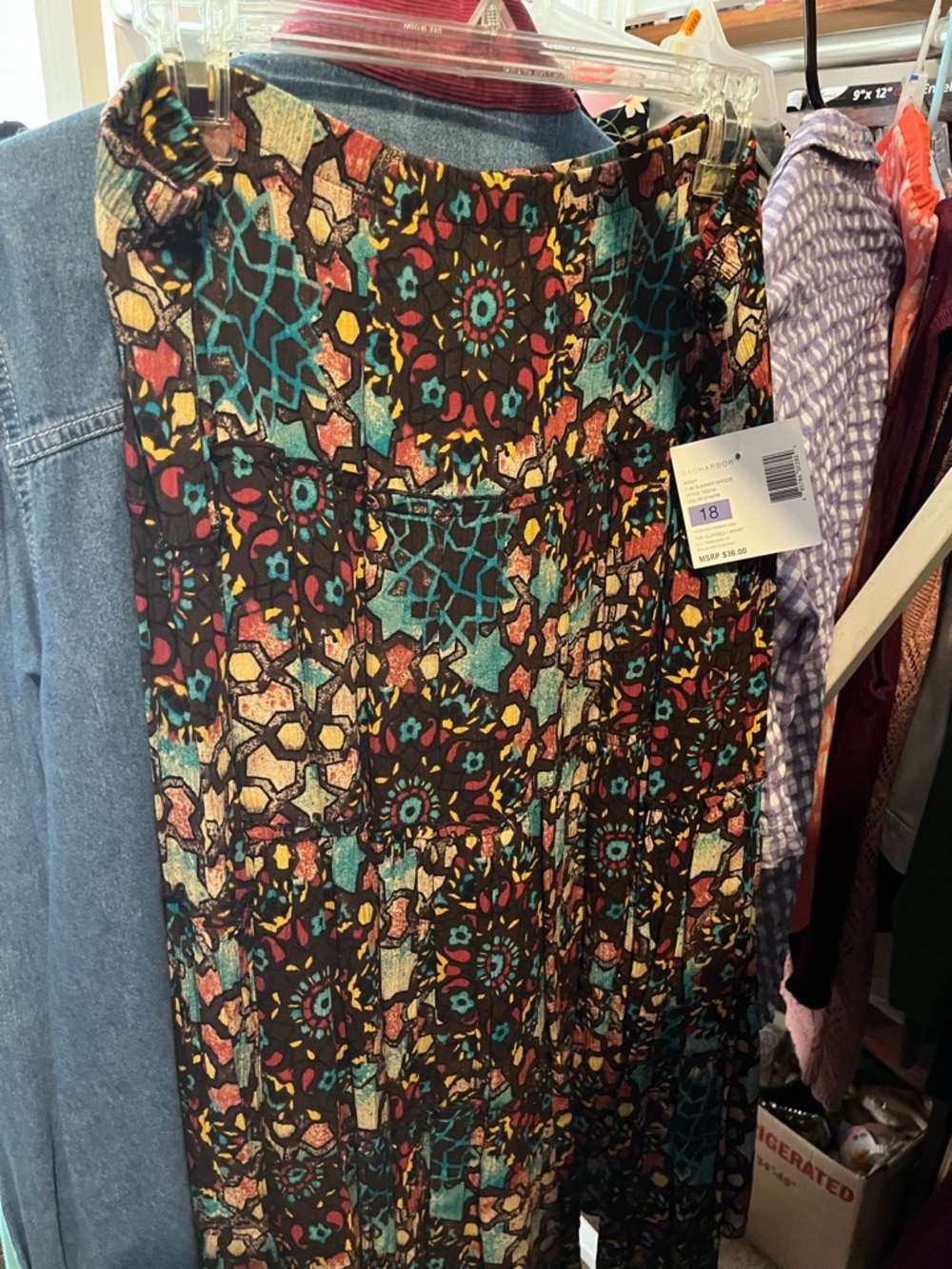 Sag Harbor Floral Mosaic Maxi Skirt - Teal, Rust & Black size 18